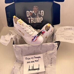 White and Gold TRUMP Athletic Shoes